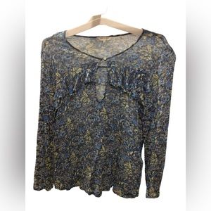 Lucky Brand long sleeve sheer blouse
